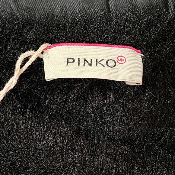 PINKO UP Girls Black Fuzzy Sweater Size L - Shoulder Button Detail, Soft Stylish - Picture 4 of 5